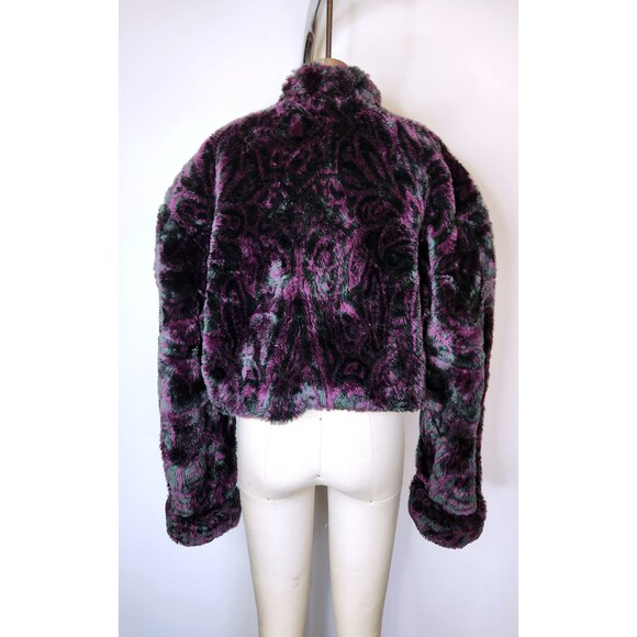Vintage CROPPED Faux Fur Jacket Blazer - 80s 90s Crop Fur Jacket - Teddy Bear - Picture 6 of 10